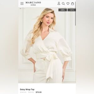 Guess Ivory Wrap Blouse